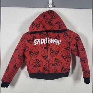 Boys Marvel Spider-Man Red & Black Hooded Jacket Full Zip,Pockets,Sz S/6/6x